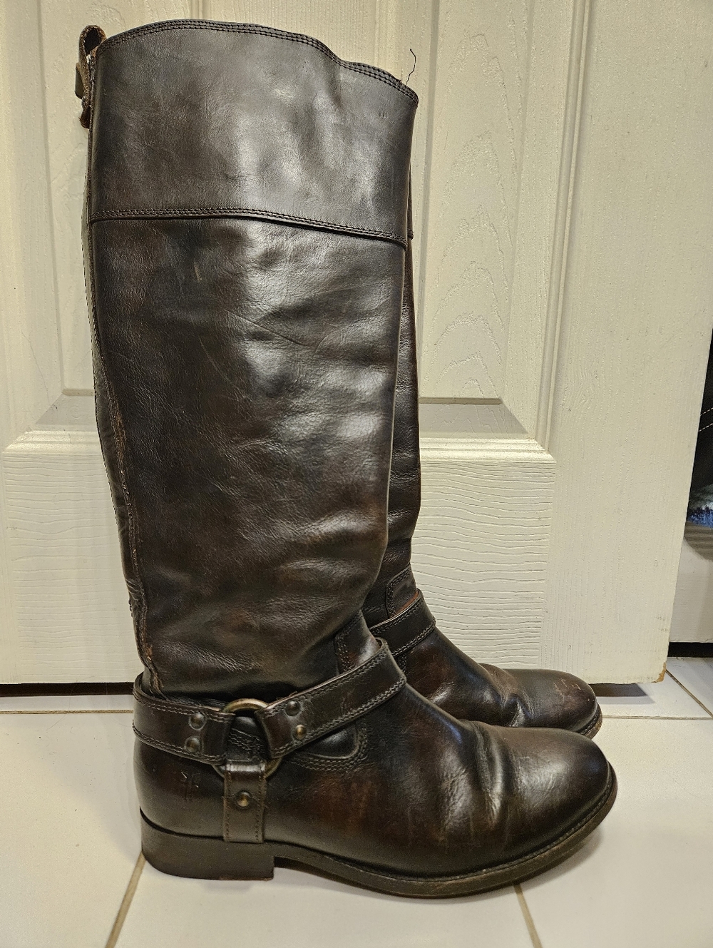 Frye melissa dark brown leather tall boots womens size 9 shoes